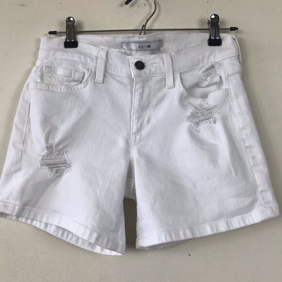 Joe’s Jeans Janel White Denim Roll Up Jean Shorts Size 25 Distressed - Picture 4 of 8